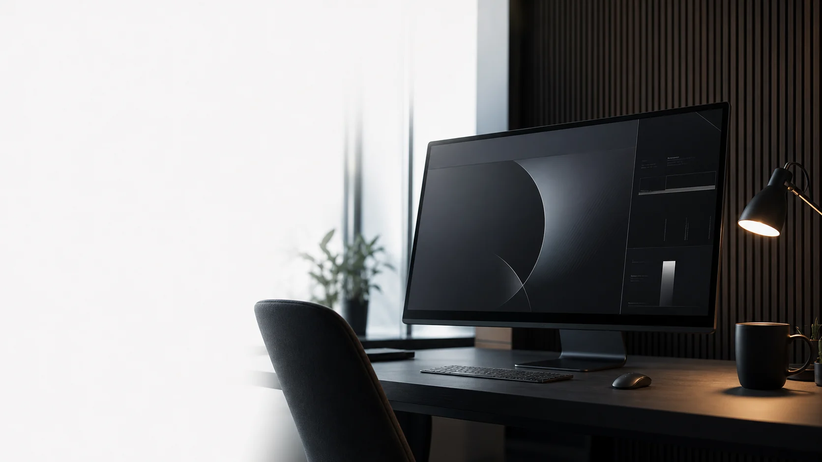 Modern MKDSGN-studio med en webbdesignarbetsplats